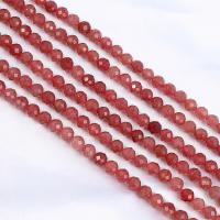 Strawberry Quartz Perle, rund, poliert, DIY & facettierte, Rosa, verkauft per 38 cm Strang