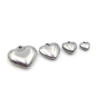 Coração de aço inoxidável pingentes, polido, prateado, 50PCs/Bag, vendido por Bag