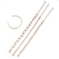 Zinc Alloy Bracelet plated 4 pieces & fashion jewelry & for woman golden Length 18 cm Sold By Lot