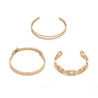 alliage de zinc bracelet manchette, Placage, 3 pièces & bijoux de mode & pour femme, doré, 60x70mm, 5ensemblessérie/lot, Vendu par lot