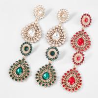 Strass Earring, Zinc Alloy, mode sieraden & voor vrouw, meer kleuren voor de keuze, 66x32mm, Verkocht door pair