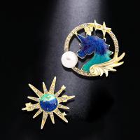 Zinc Alloy Brooches with enamel plated fashion jewelry & Unisex & with rhinestone nickel lead & cadmium free 30*26mmuff0c31*27mm Sold By Set