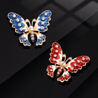 Zinc Alloy Brooches with enamel Butterfly plated fashion jewelry & for woman & with rhinestone nickel lead & cadmium free Sold By Set