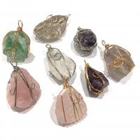 Quartz Pendant, with Brass, irregular, plated, Unisex, more colors for choice, 25x35-35x45mm, Sold By PC