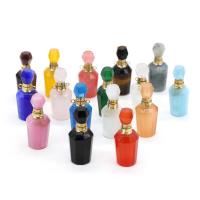 Natural Stone Perfume Bottle Pendant with Iron gold color plated & Unisex Sold By PC