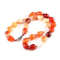Natural Gemstone Necklace, Natural Stone, Teardrop, different materials for choice & Unisex, more colors for choice, 10x14mm, Length:Approx 17.72 Inch, Sold By PC