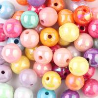 Plated Acrylic Beads Round AB color plated mixed colors Sold By Bag