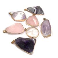 Gemstone Pendants Jewelry with Brass irregular gold color plated Unisex & faceted 25x35- Sold By PC