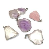 Gemstone Pendants Jewelry, with Brass, irregular, platinum color plated, Unisex & faceted, more colors for choice, 25x35-35x50mm, Sold By PC