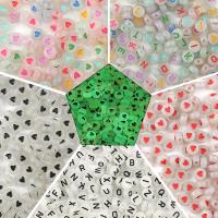 Acryl Schmuck Perlen, flache Runde, verschiedene Muster für Wahl & glänzend, keine, 7x3.60mm, ca. 500PCs/Tasche, verkauft von Tasche