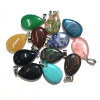 Gemstone Pendants Jewelry, Natural Stone, Teardrop, different materials for choice & Unisex, more colors for choice, 16x24mm, Sold By PC
