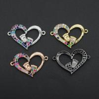 Cubic Zirconia Micro Pave Brass Connector, Heart, plated, different styles for choice & micro pave cubic zirconia, more colors for choice, nickel, lead & cadmium free, Sold By PC
