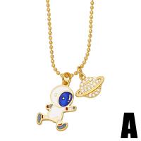Cubic Zircon Micro Pave Brass Necklace gold color plated & micro pave cubic zirconia & enamel golden nickel lead & cadmium free Length 17.32 Inch Sold By PC