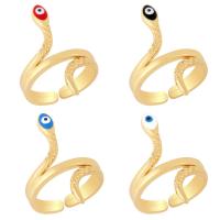 Brass Cuff Finger Ring gold color plated fashion jewelry & evil eye pattern & enamel nickel lead & cadmium free 28mm Sold By PC