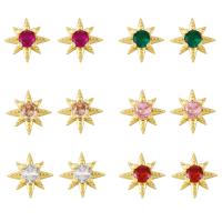 Cubic Zircon (CZ) Stud Earring, Brass, gold color plated, micro pave cubic zirconia, more colors for choice, nickel, lead & cadmium free, 11x11mm, Sold By Pair