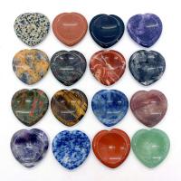 Gemstone Thumb Worry Stone, Heart, different materials for choice, more colors for choice, nickel, lead & cadmium free, 40x40x6mm, 5PCs/Bag, Sold By Bag