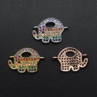 Cubic Zirconia Micro Pave Brass Connector Elephant plated DIY nickel lead & cadmium free Sold By Bag