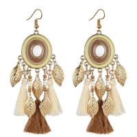 Fashion Fringe Earrings Zinc Alloy Leaf gold color plated Bohemian style & for woman nickel lead & cadmium free Sold By Pair