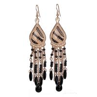 Fashion Fringe Earrings Zinc Alloy with Seedbead Teardrop gold color plated Bohemian style & for woman & enamel nickel lead & cadmium free Sold By Pair