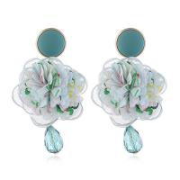 Crystal Earrings Cloth with Crystal & Zinc Alloy Flower fashion jewelry & for woman Sold By Pair