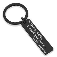 Stainless Steel Key Clasp, different designs for choice & with letter pattern, black, 50x12mm, Sold By PC