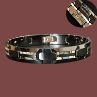 Tungsten Steel Bracelet with Black Ochre & Titanium Steel & Porcelain & Abalone Shell plated & Unisex & with magnetic Length Approx 8.07 Inch Sold By PC