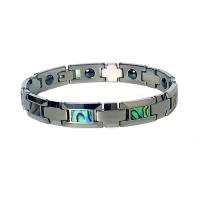 Magnetic Jewelry Bracelet Tungsten Steel with Black Ochre & Titanium Steel & Abalone Shell polished Unisex & with magnetic 10mm Length Approx 8.27 Inch Sold By PC
