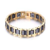 Titanium Steel Bracelet, with Black Ochre & Porcelain, polished, with magnetic & for man, Length:Approx 8.46 Inch, Sold By PC