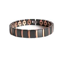 Tungsten Steel Bracelet, with Black Ochre & Porcelain, plated, polished & with magnetic & for man, more colors for choice, Length:Approx 8.07 Inch, Sold By PC