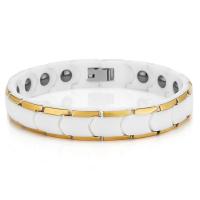 Titanium Steel Bracelet & Bangle Porcelain with Black Ochre & Titanium Steel plated with magnetic & for man 11mm Length Approx 8.07 Inch Sold By PC