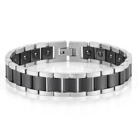 Titanium Steel Bracelet & Bangle Porcelain with Black Ochre & Titanium Steel polished with magnetic & for man 13mm Length Approx 8.46 Inch Sold By PC