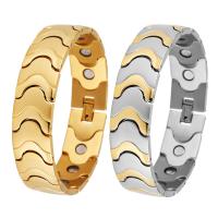 Stainless Steel Bracelet with Titanium Steel plated sand blast & with magnetic & for man 16mm Length Approx 8.27 Inch Sold By PC