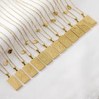 Stainless Steel Jewelry Necklace, with 1.97inch extender chain, 18K gold plated, different styles for choice & for woman, 21.30x12.20x2mm, Length:Approx 17.72 Inch, Sold By PC