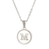 Stainless Steel Jewelry Necklace 304 Stainless Steel with White Shell polished letters are from A to Z & for woman original color 16mm Length Approx 17.72 Inch Sold By PC