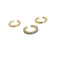 Fashion Earring Cuff and Wraps Brass plated micro pave cubic zirconia & for woman golden 8mm Sold By Set