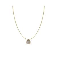 Titanium Steel Necklace, with Shell, for woman, golden, Length:47.5 cm, Sold By PC