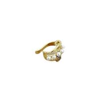 Fashion Earring Cuff and Wraps Brass with Plastic Pearl micro pave cubic zirconia & for woman golden 10-30mm Sold By PC