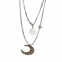Titanium Steel Necklace, Unisex, silver color, Length:52 cm, Sold By PC