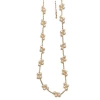 Freshwater Pearl Brass Chain Necklace, cobre, with Pérolas de água doce, para mulher, dourado, comprimento 43 cm, vendido por PC