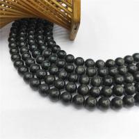 Perles de bijoux oeil de chat, Rond, poli, DIY & normes différentes pour le choix, noire, Vendu par Environ 15 pouce brin