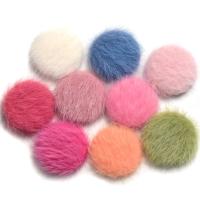 Polyester Button Findings, with Plush & Stainless Steel, Dome, more colors for choice, 25mm, Approx 100PCs/Bag, Sold By Bag