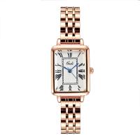Women Wrist Watch, Tibetan Style, with Glass & Stainless Steel, Rectangle, rose gold color plated, for woman & waterproof, more colors for choice, nickel, lead & cadmium free, 200x20x9mm, Sold By PC