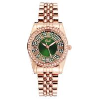 Women Wrist Watch Zinc Alloy with Glass & Stainless Steel Japanese Movement watch movement nickel lead & cadmium free for woman & waterproof & with rhinestone rose gold color plated Round Sold By PC