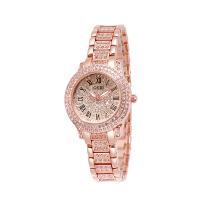 Women Wrist Watch Zinc Alloy with Glass & Stainless Steel Japanese Movement watch movement nickel lead & cadmium free for woman & waterproof & with rhinestone plated Round Sold By PC