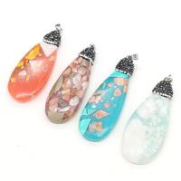 Gemstone Pendants Jewelry, Resin, with Rhinestone Clay Pave & Gemstone, Teardrop, Unisex, more colors for choice, 23x60mm, Sold By PC