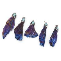 Gemstone Pendants Jewelry, with Blue Turquoise & Rhinestone Clay Pave, Unisex, purple, 40x50-50x75mm, Sold By PC