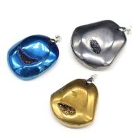 Gemstone Pendant, irregular, plated, Unisex, more colors for choice, 35x50-45x55mm, Sold By PC