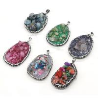 Resin Pendant, with Rhinestone Clay Pave & Gemstone, irregular, druzy style & Unisex, more colors for choice, 30x50-35x55mm, Sold By PC