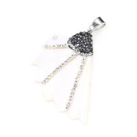 Shell Pendants, with Rhinestone Clay Pave, Wing Shape, Unisex, white, 22x42mm, Sold By PC