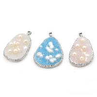Resin Pendant, with Rhinestone Clay Pave & Plastic Pearl, irregular, Unisex, more colors for choice, 30x50-40x50mm, Sold By PC